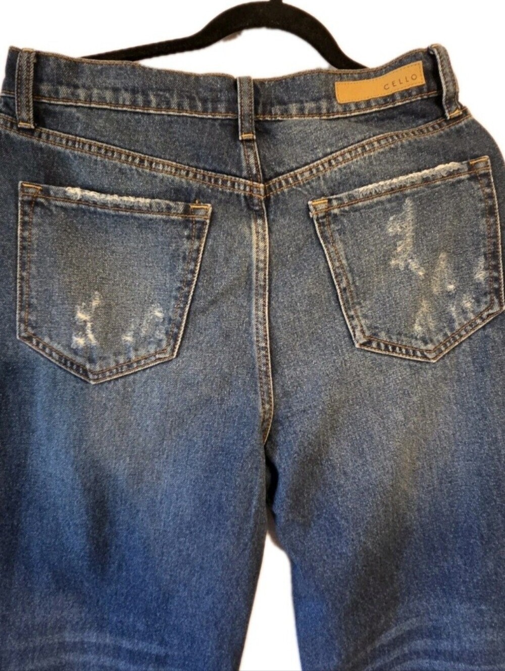 Cello Dad Jeans Super High Rise Distressed destroyed ripped baggy blue Size 9 - Picture 10 of 17